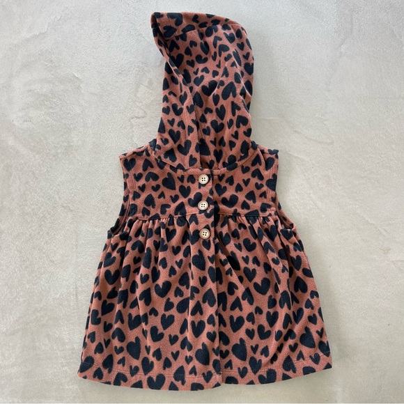 Carter's Black Heart Pattern Hooded Fleece Vest Brown‎ 24m - Picture 2 of 9